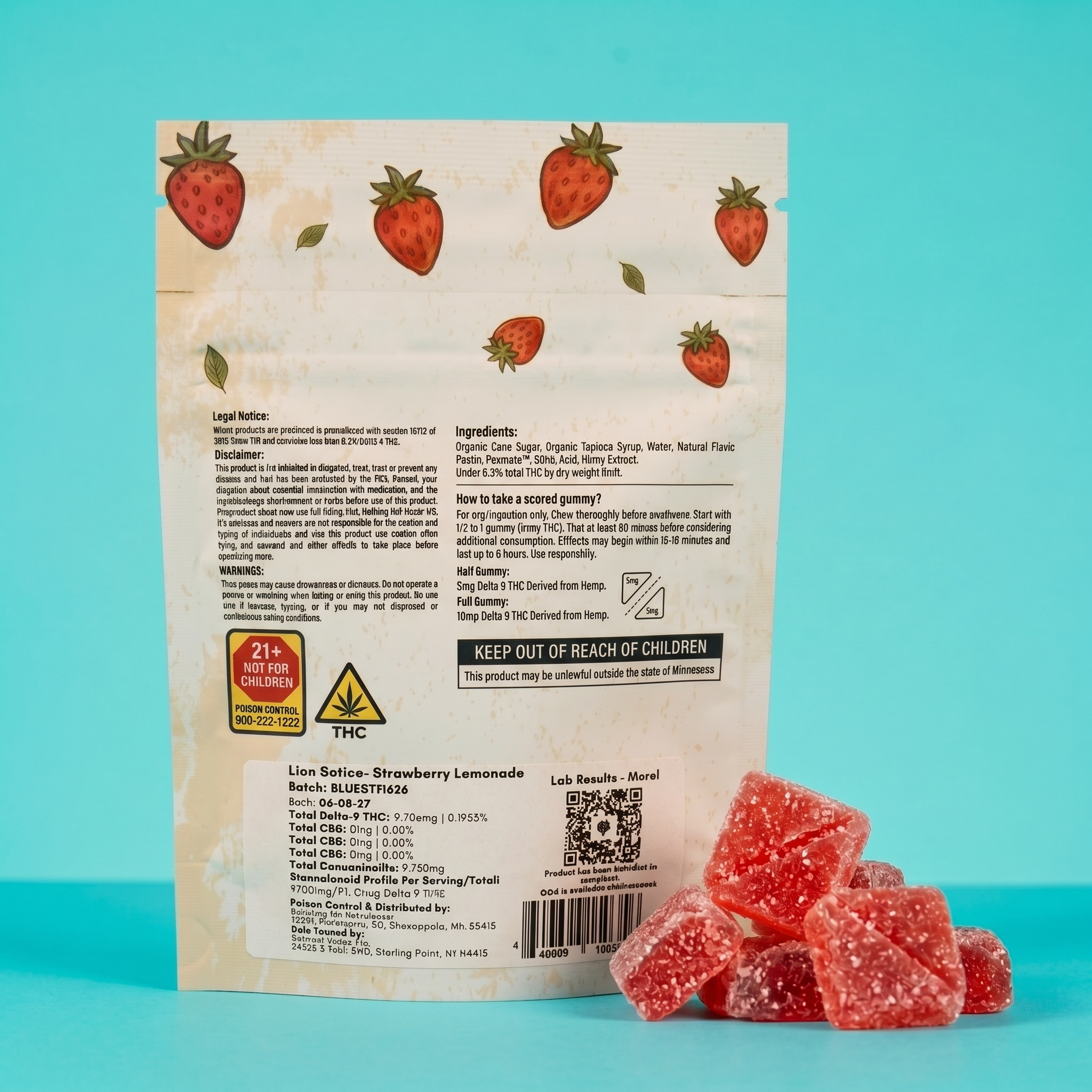 Live Rosin THC Gummies | Strawberry Lemonade