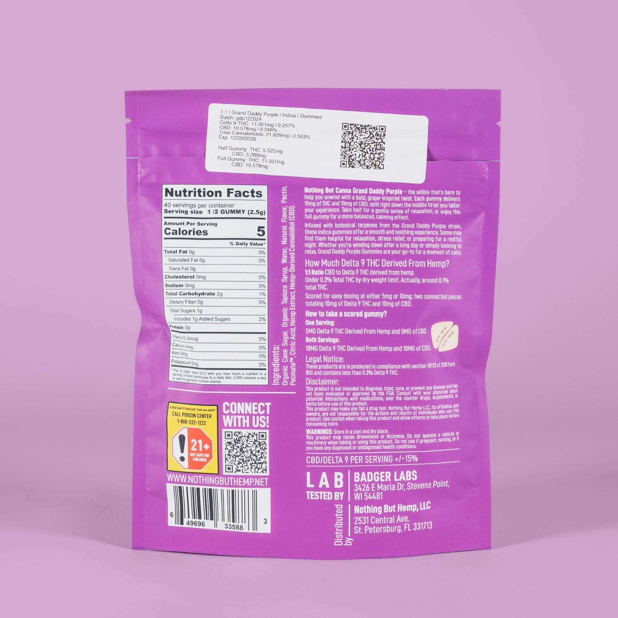 THC & CBD Gummies - Grand Daddy Purples