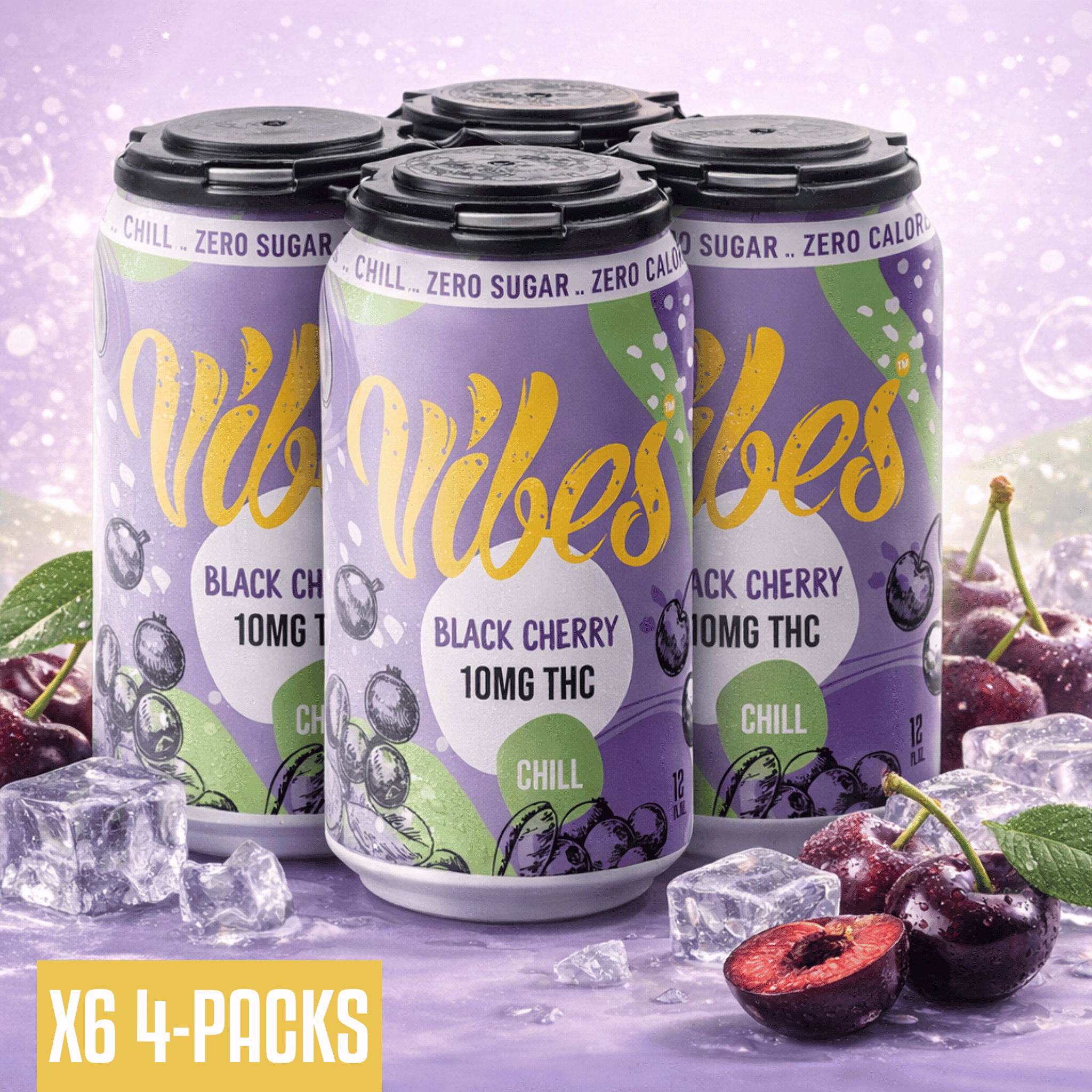 Black Cherry THC Seltzer | FULL CASE (6 x 4-Pack)