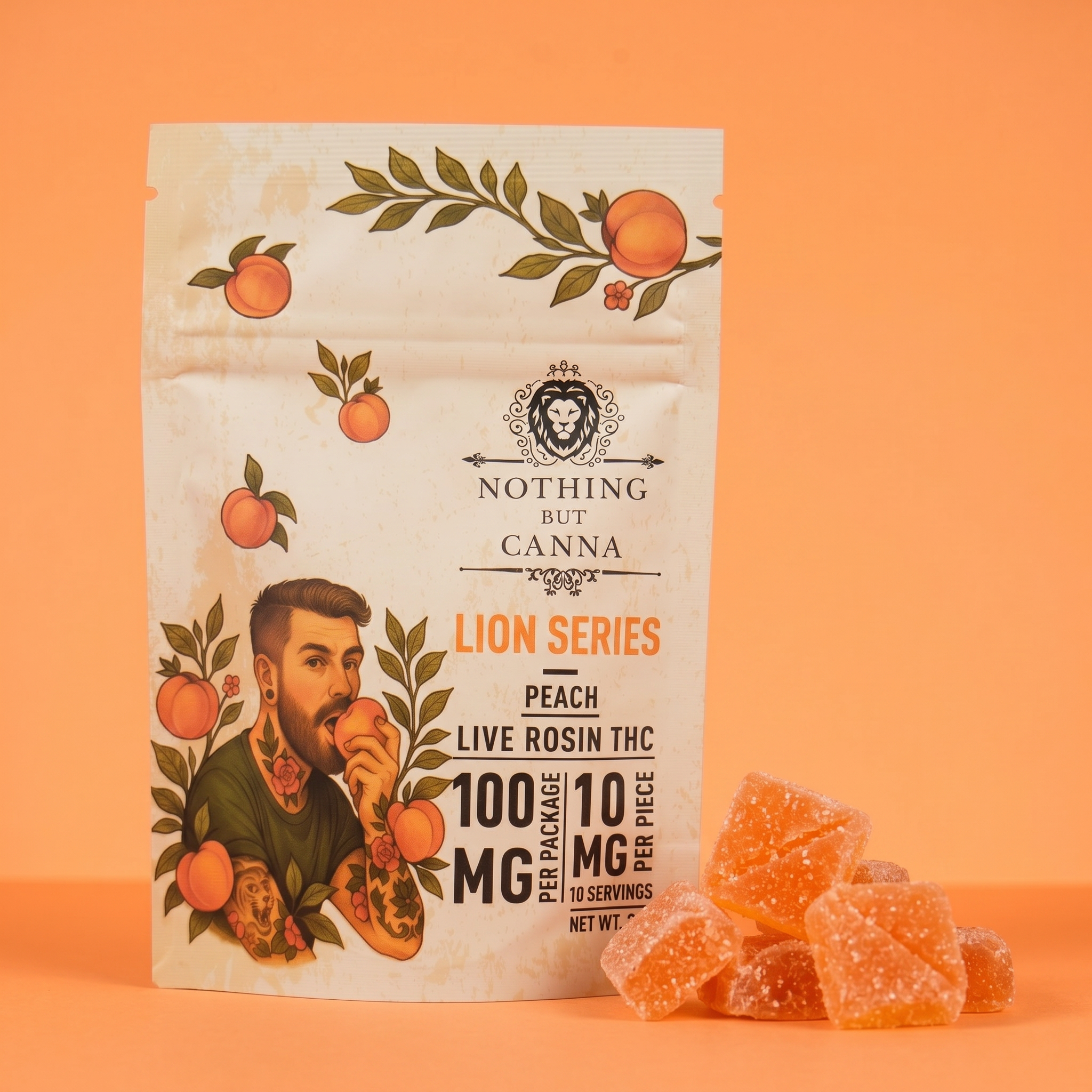 Lion Series Peach Live Rosin THC Gummies | 100mg