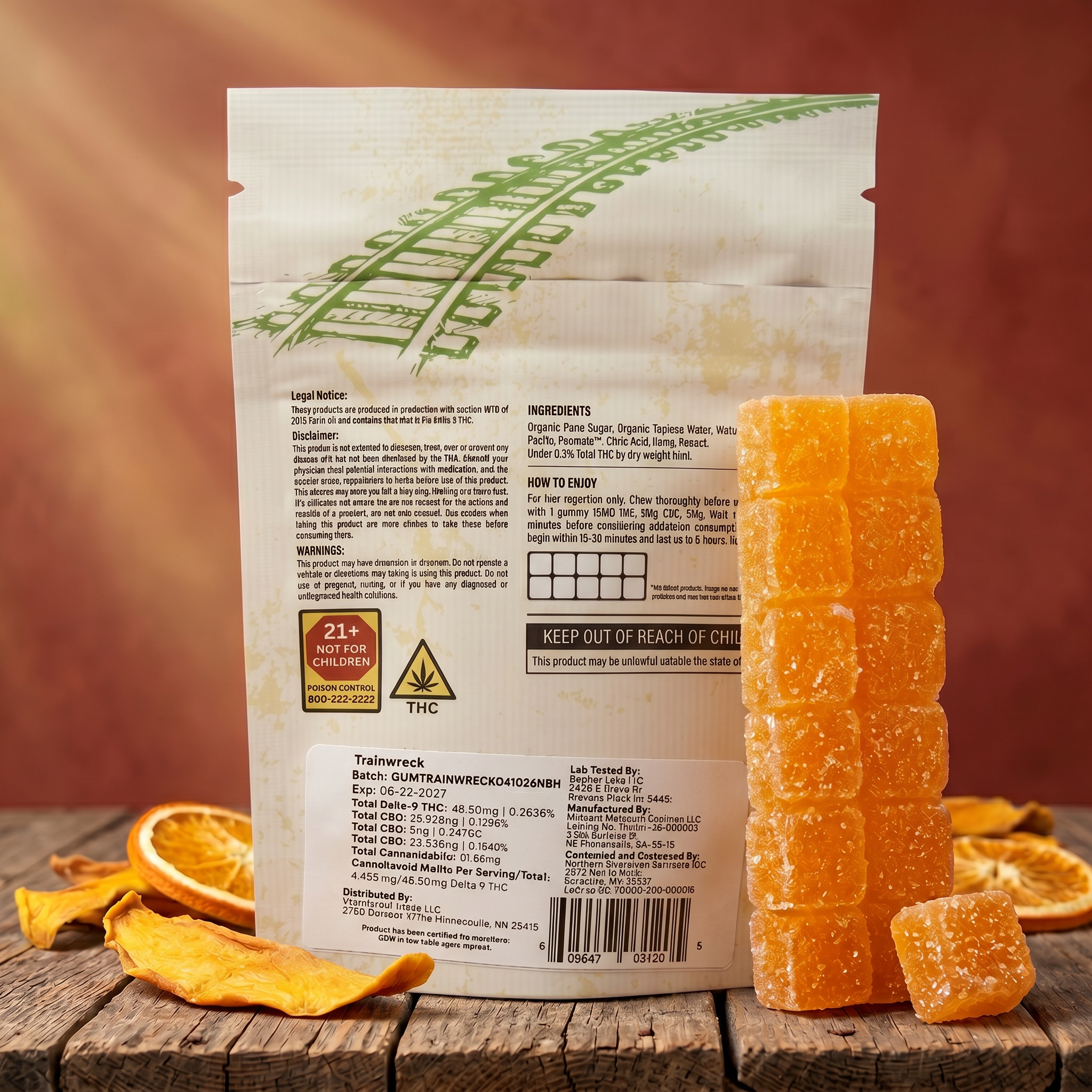 Trainwreck Tropical Mango Orange Gummies | THC | CBC | CBG | 110mg