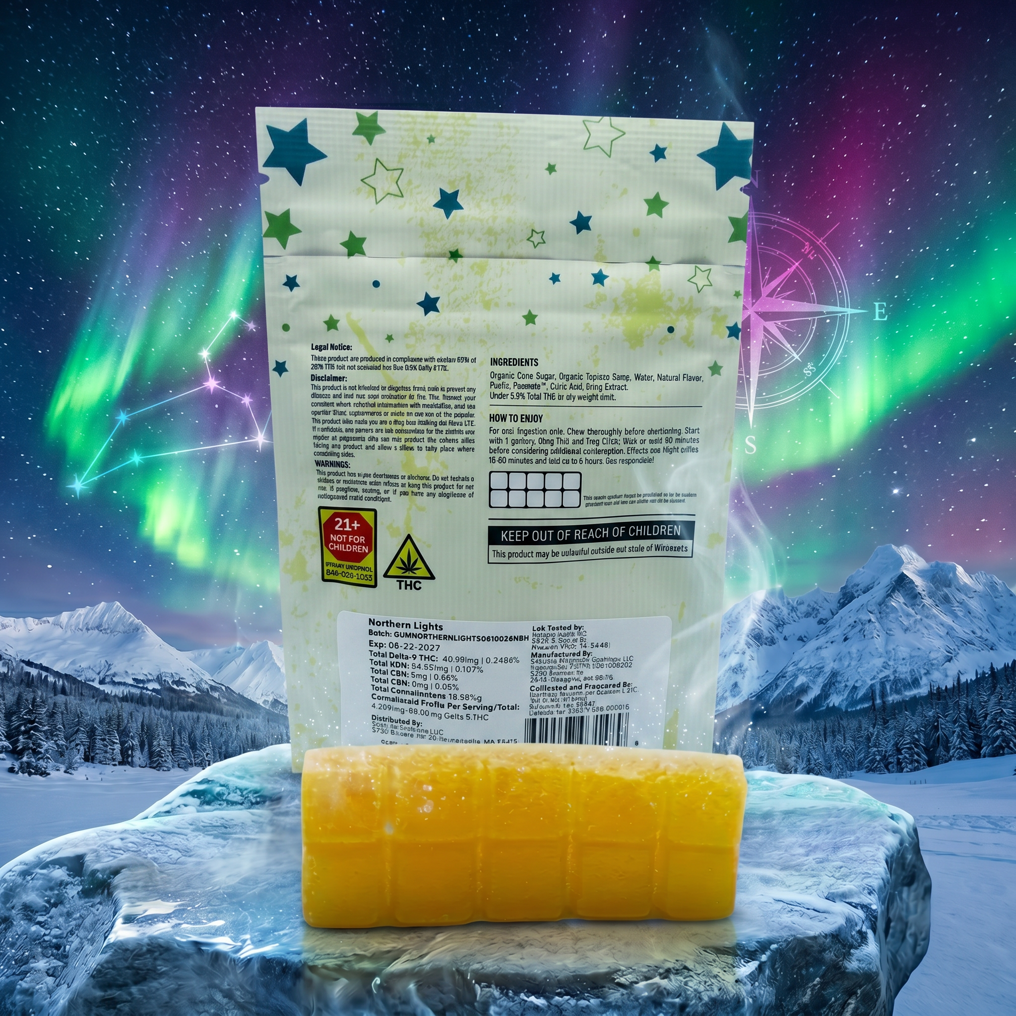Northern Lights Lemon & Orange Gummy Bar : THC:CBN | 70mg