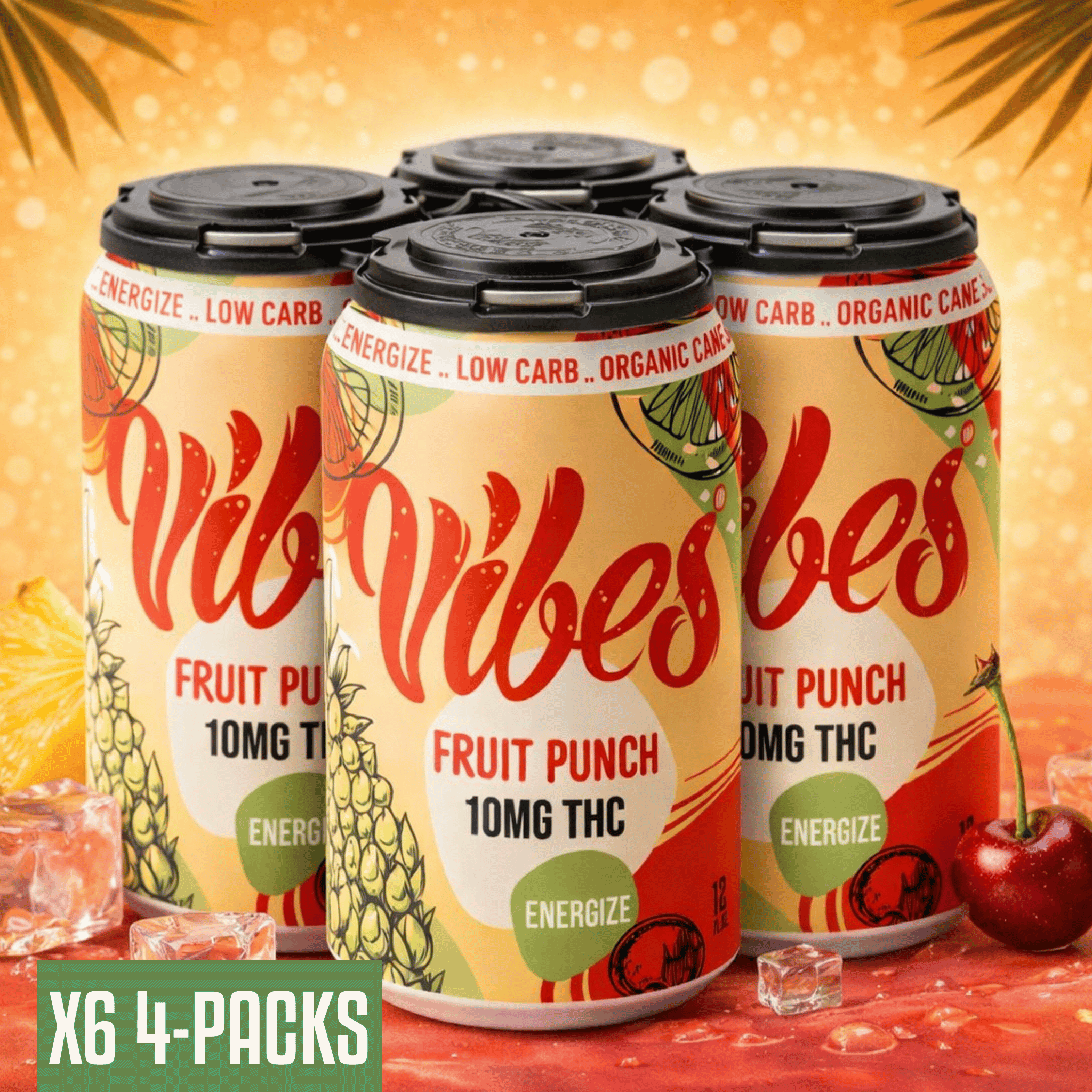 Fruit Punch Energize THC Cooler | FULL CASE (6 x 4-Pack)