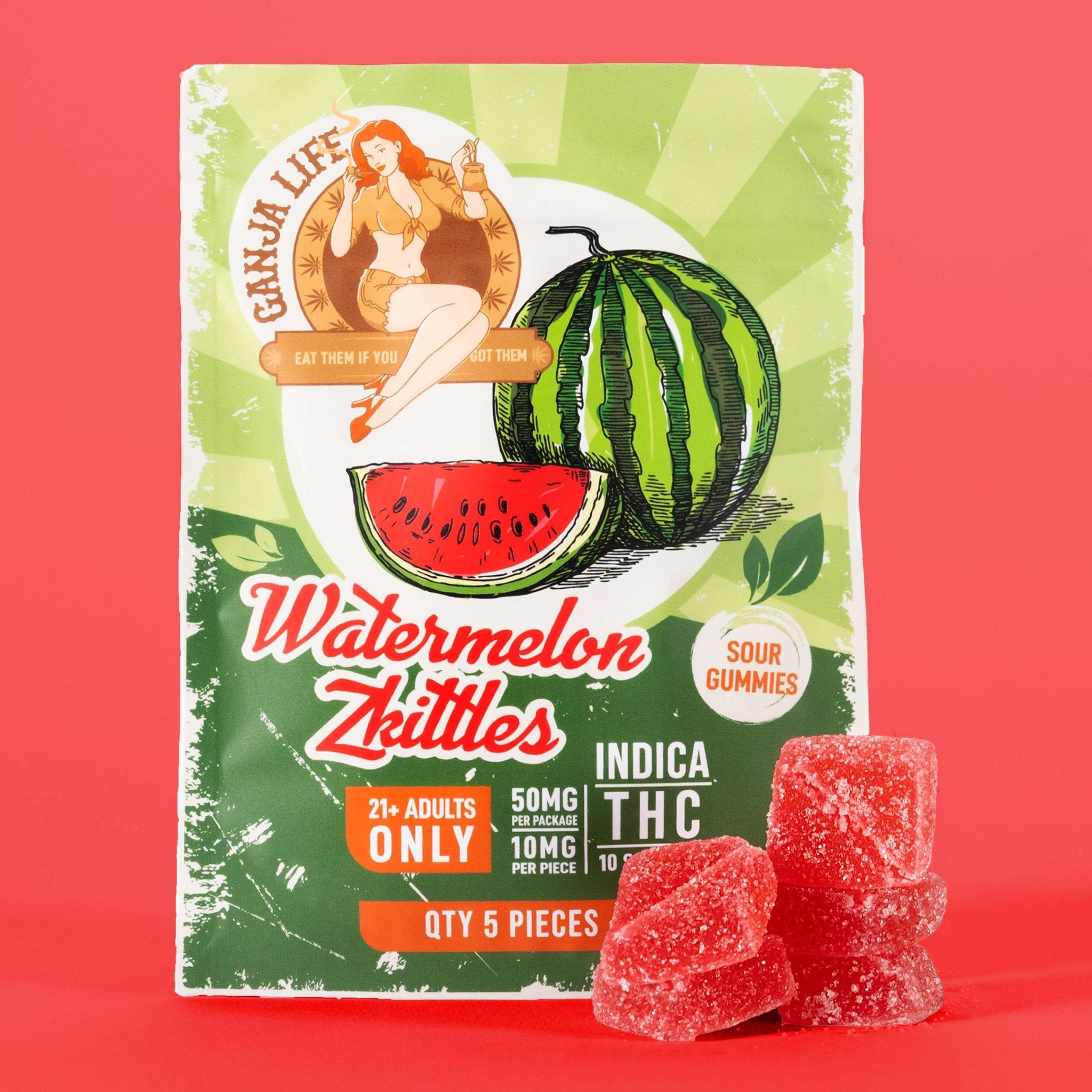 Indica THC Gummies Watermelon Zkittles - Ganja Life