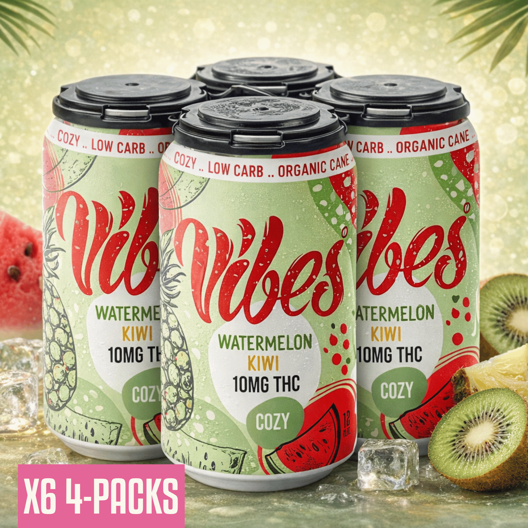 Watermelon Kiwi Cozy THC Cooler | FULL CASE (6 x 4-Pack)